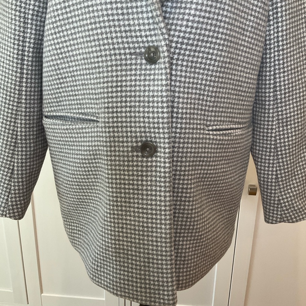 NWT Abercrombie & Fitch Wool Blend Houndstooth Tailored Top Coat in Grey Medium - Picture 6 of 16